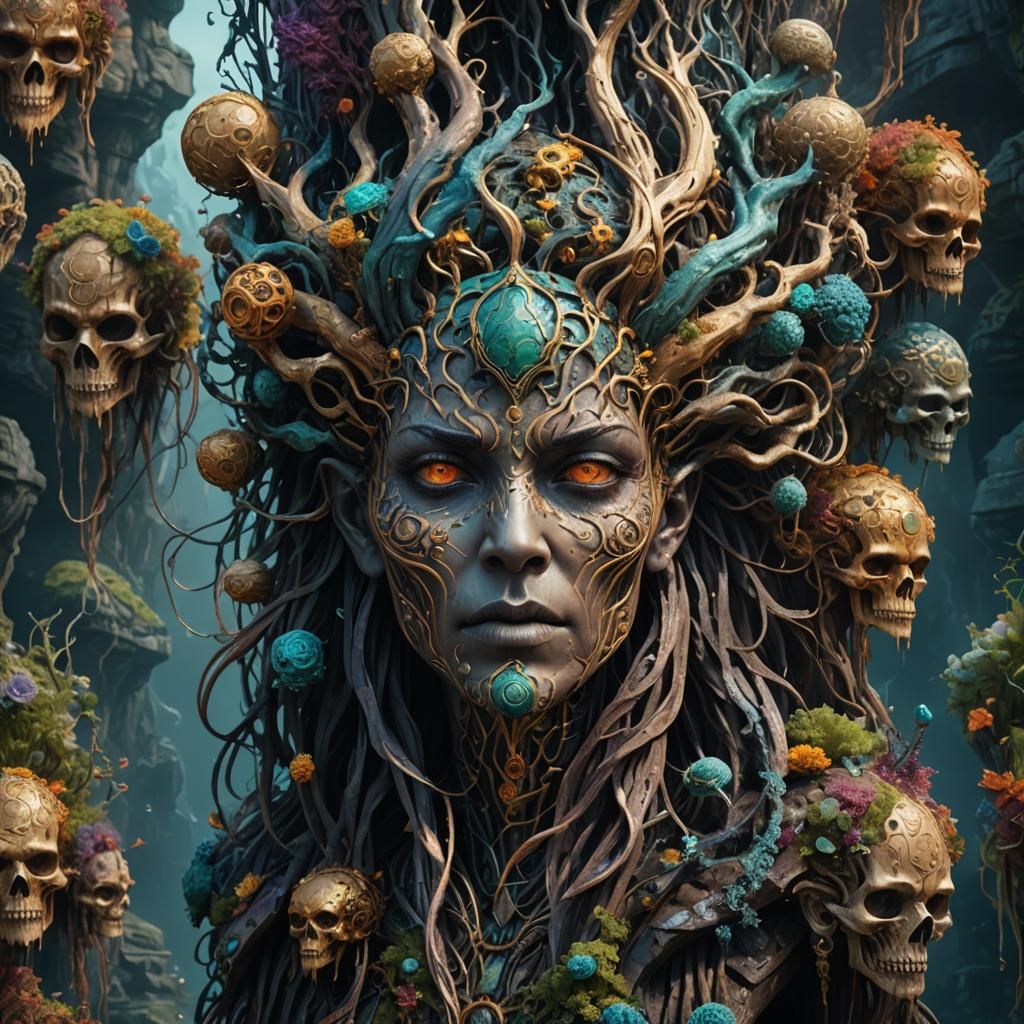 Detailed Medusa Head Matte Painting
