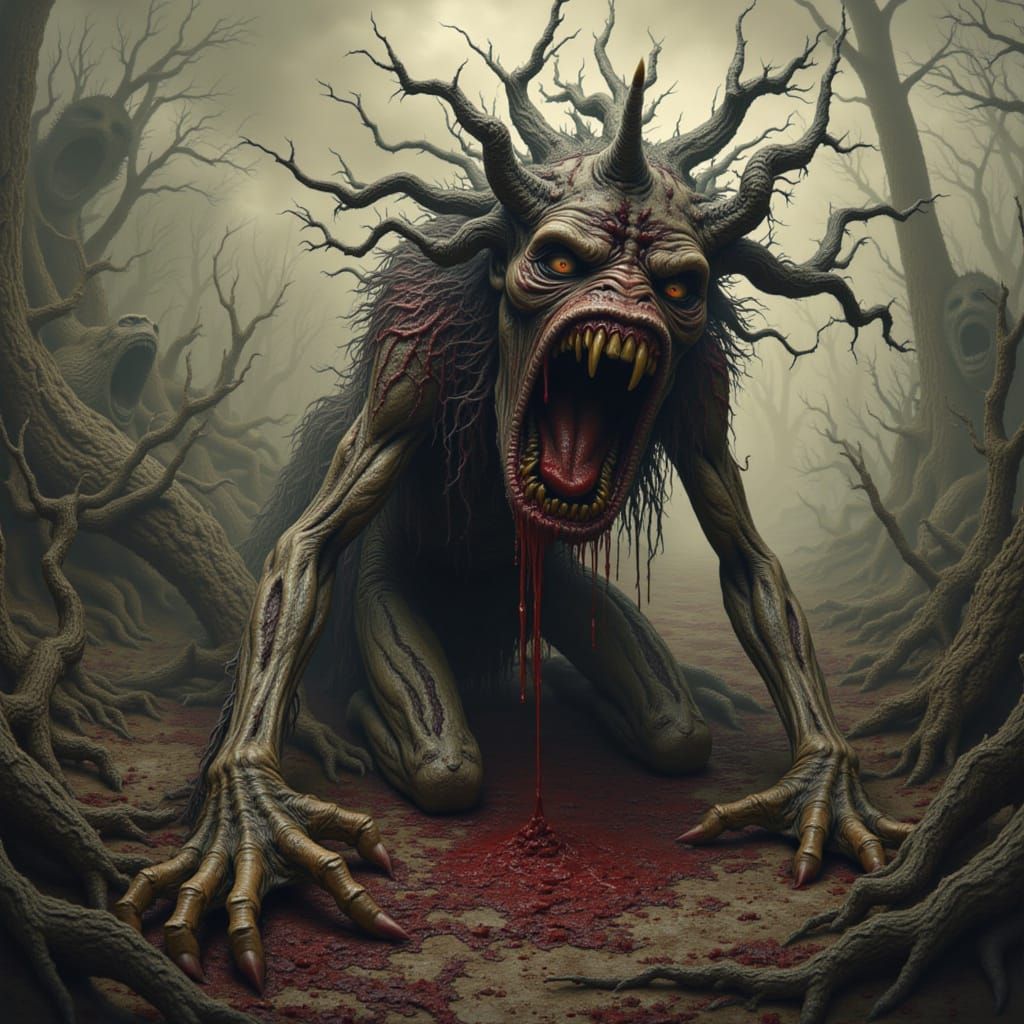 Macabre Battlefield of Undead Cannibals in Zombiecore Style