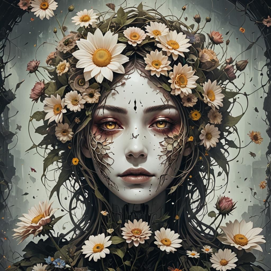 Dreamcore Dystopian Flower Face