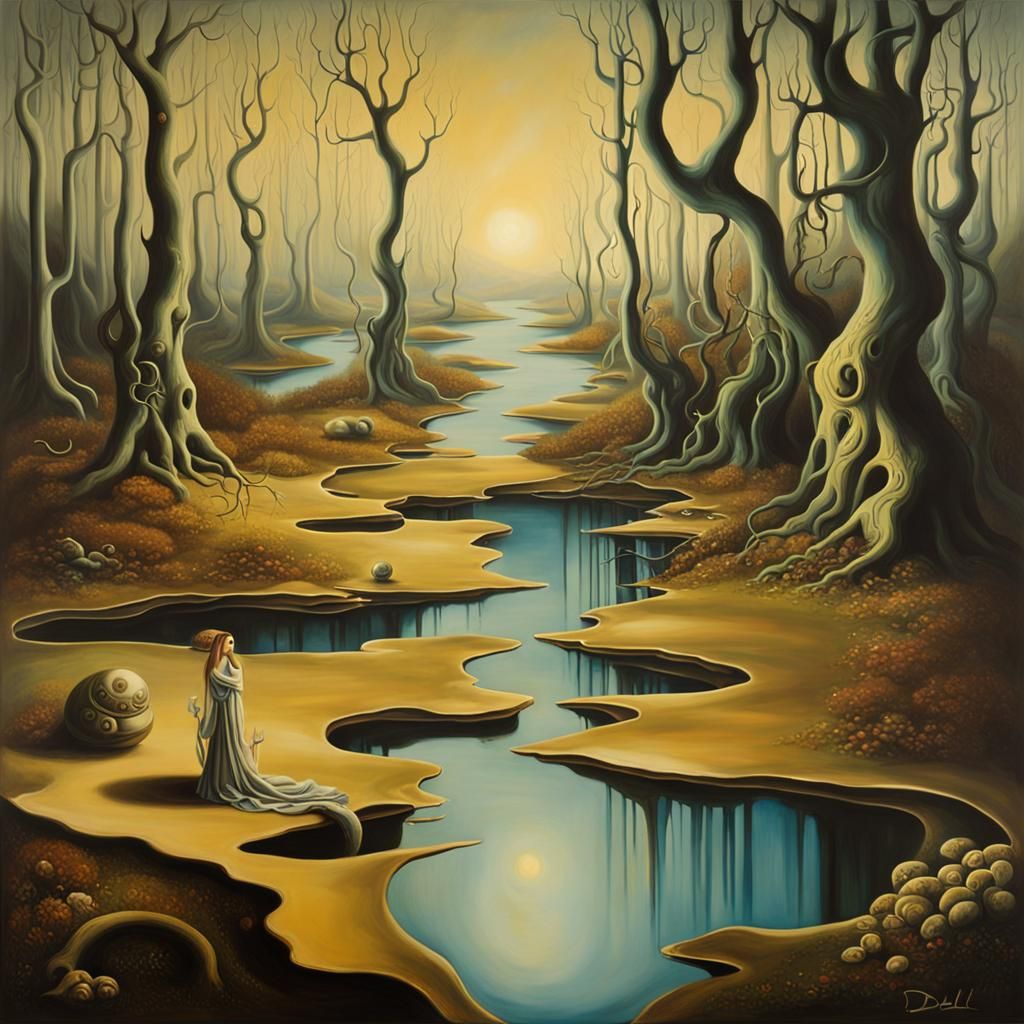 Surreal Awakening: A Dali-esque Dreamscape on Canvas