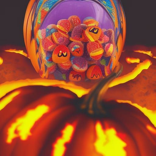 Pumpkin Lava Lamp with Candy Corn, Candy Art