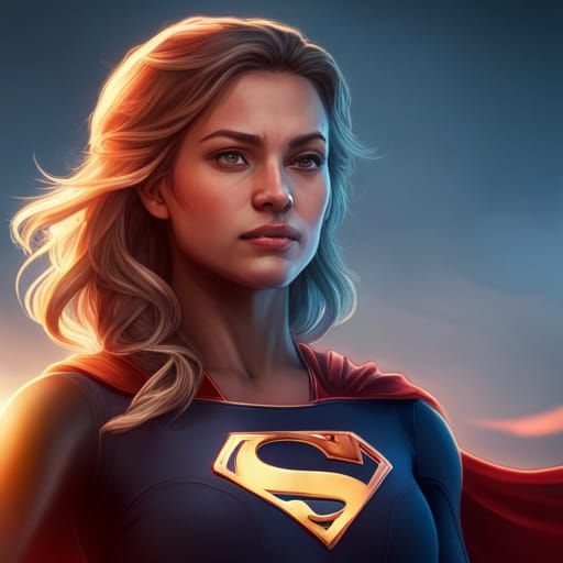 Supergirl Portrait in Hyperdetailed Art Nouveau Style