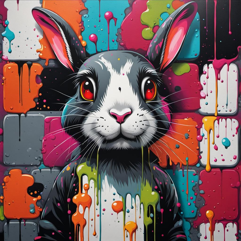 Rabbits Disguised as Graffiti Splash Art