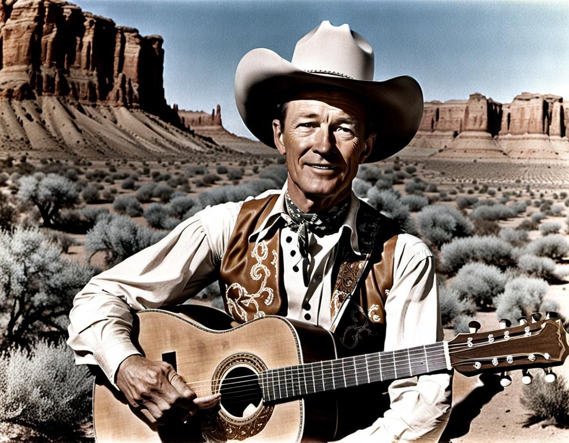Young Roy Rogers with Guitar and Sagebrush