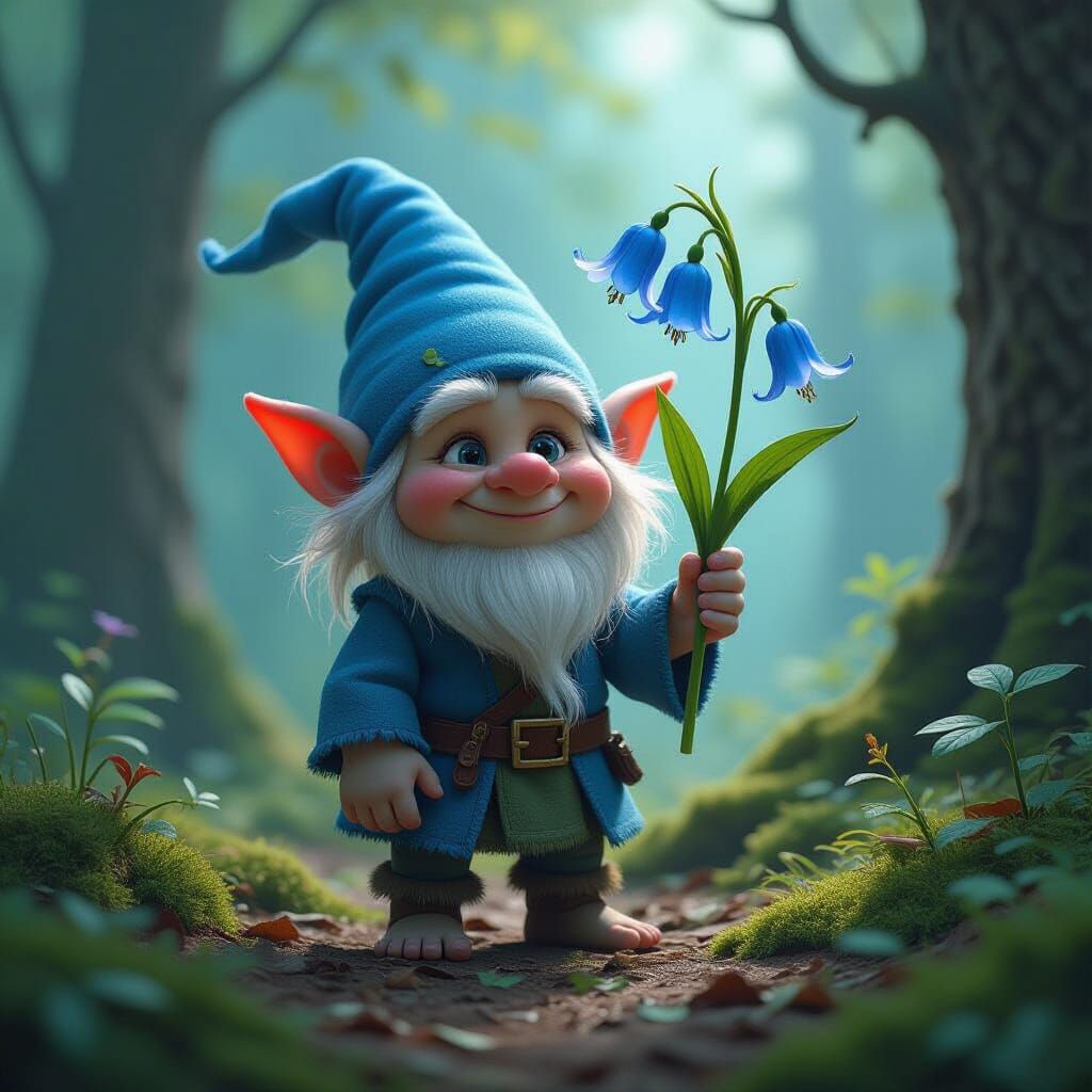 Troll with Bluebell: Detailed Matte Painting in Fantasy Styl...