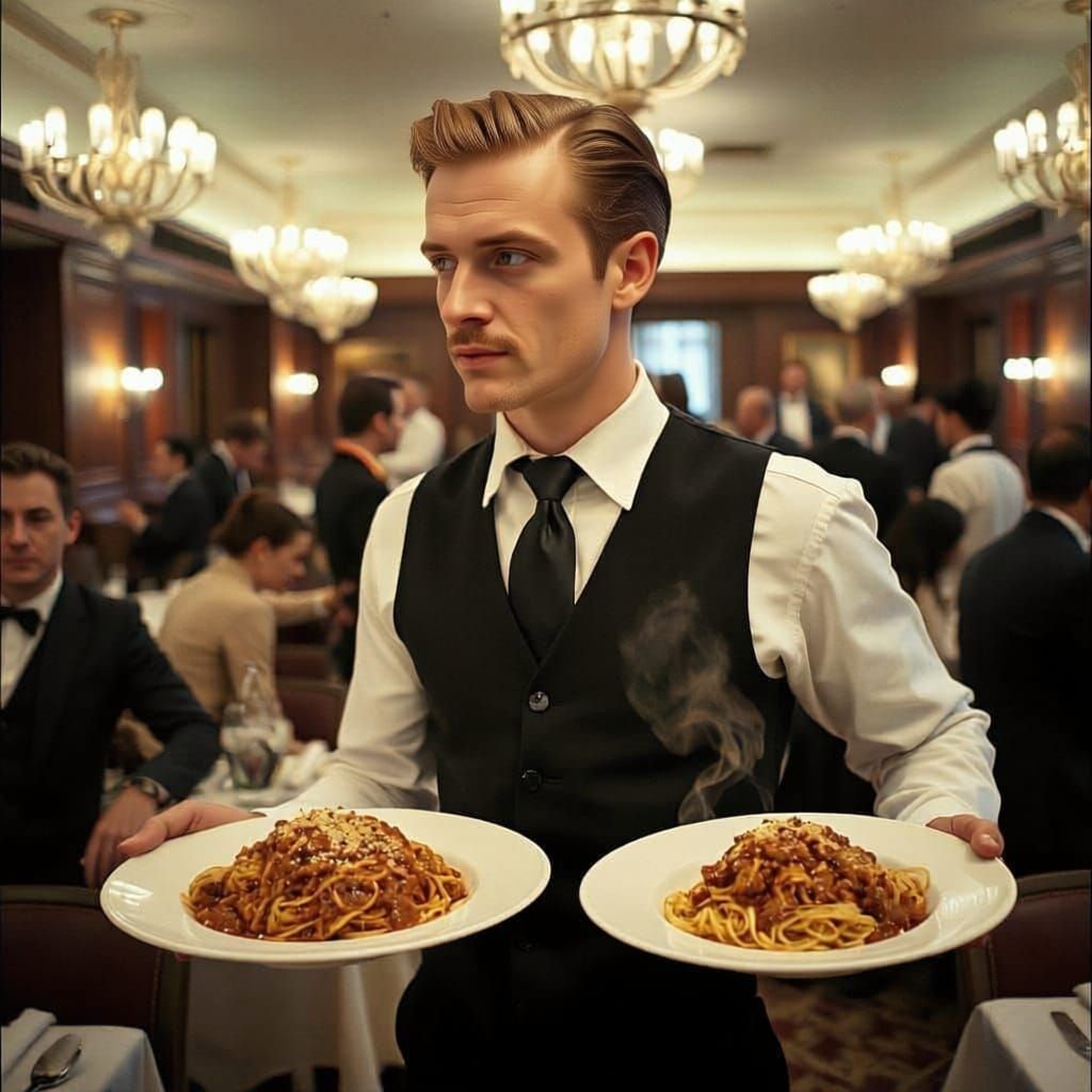 WAITER AND SPAGHETTI