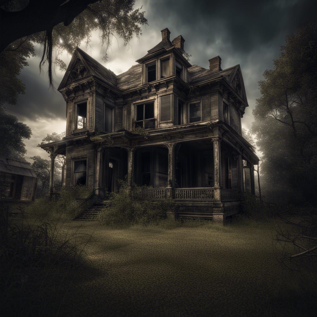Haunting Dilapidated House in Hyperrealistic Detail