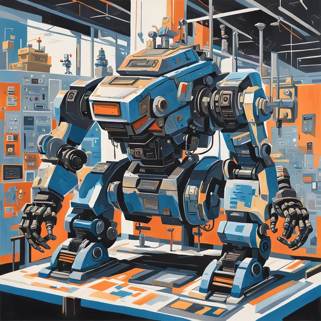 Robots and Mechs in Detailed Gouache Painting