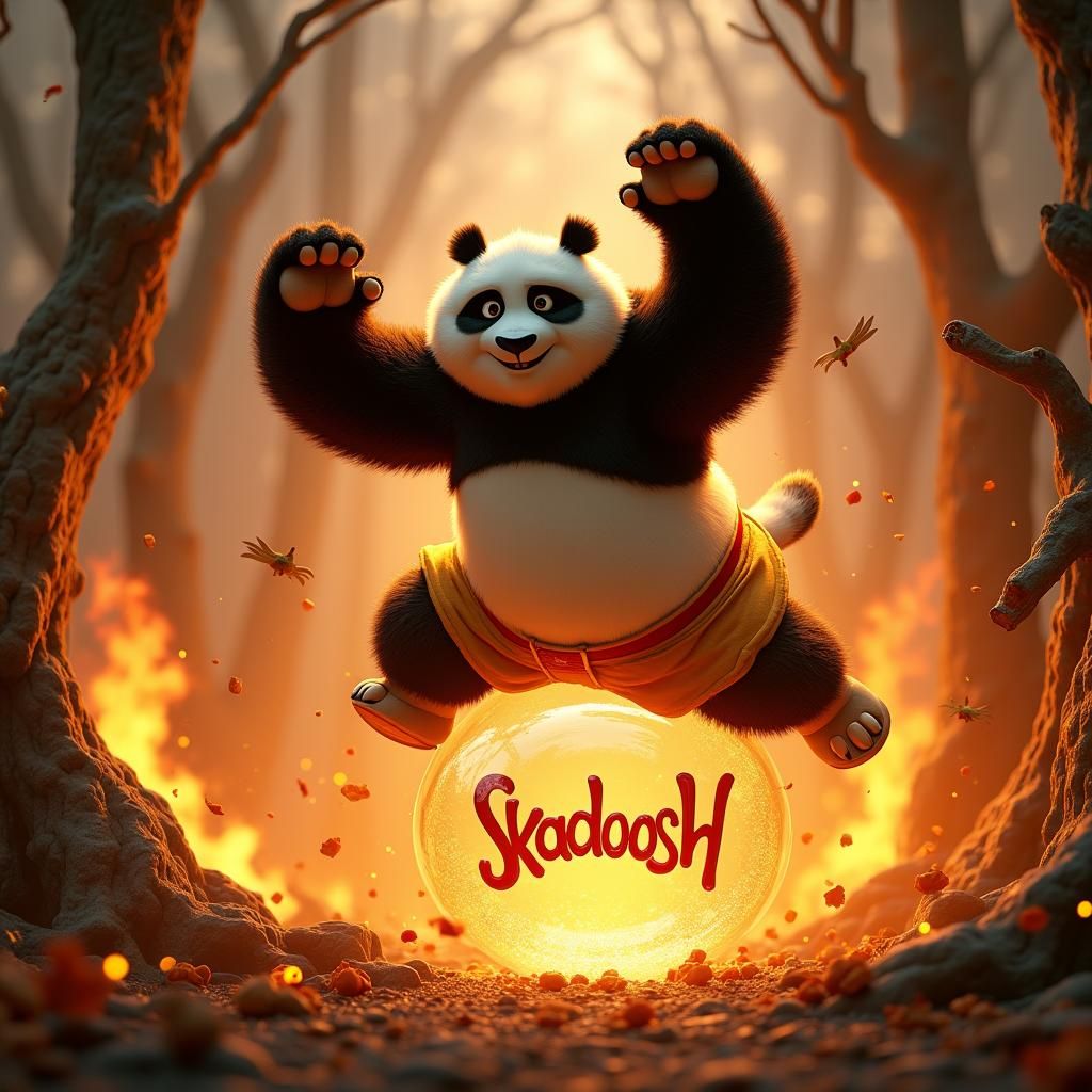 Kung Fu Panda's Fiery Leap with Skadoosh Bubble