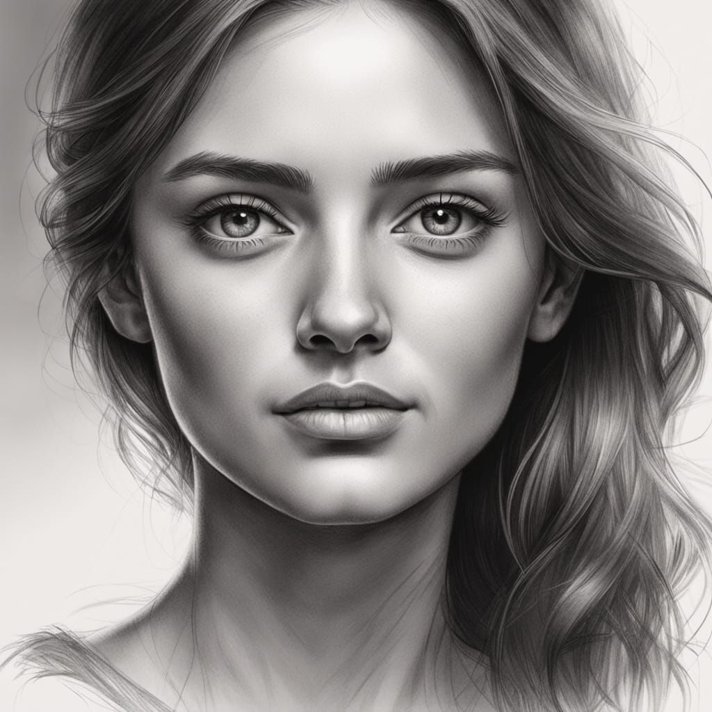 Exquisite Female Portrait in Photorealistic Pencil Sketch