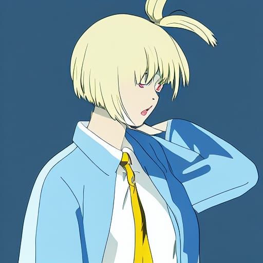 Blonde Woman in Studio Ghibli Anime Style