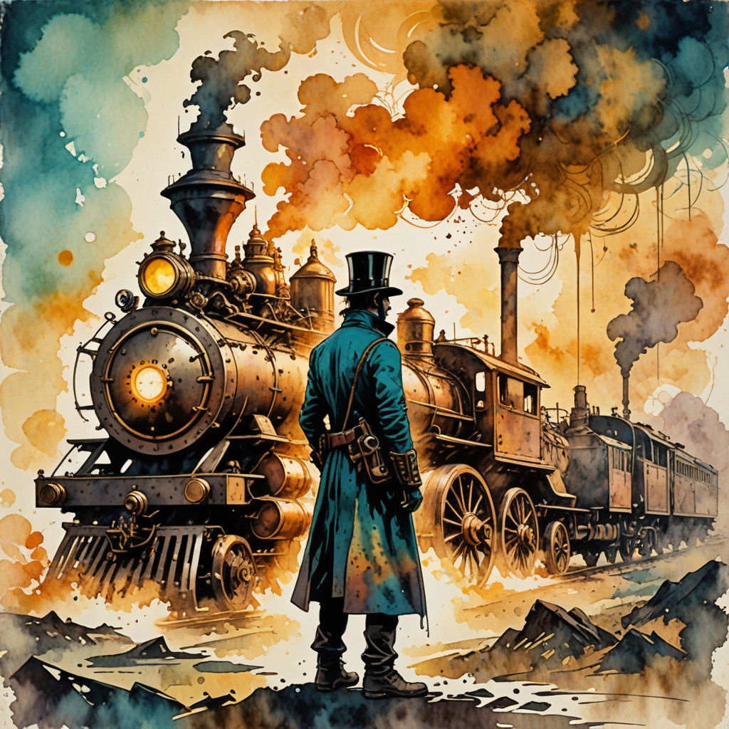 Steampunk Magician in a Vintage Battlefield