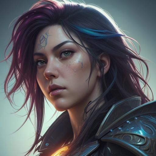 Hyperrealistic Portrait of Tori Justice in Splash Art Style