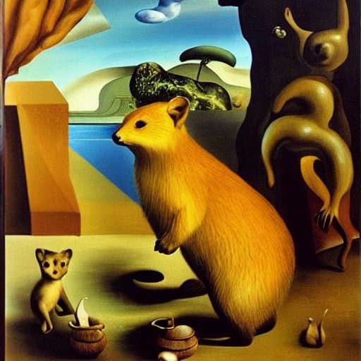 Surreal Quokka Watching TV as Dali Painting
