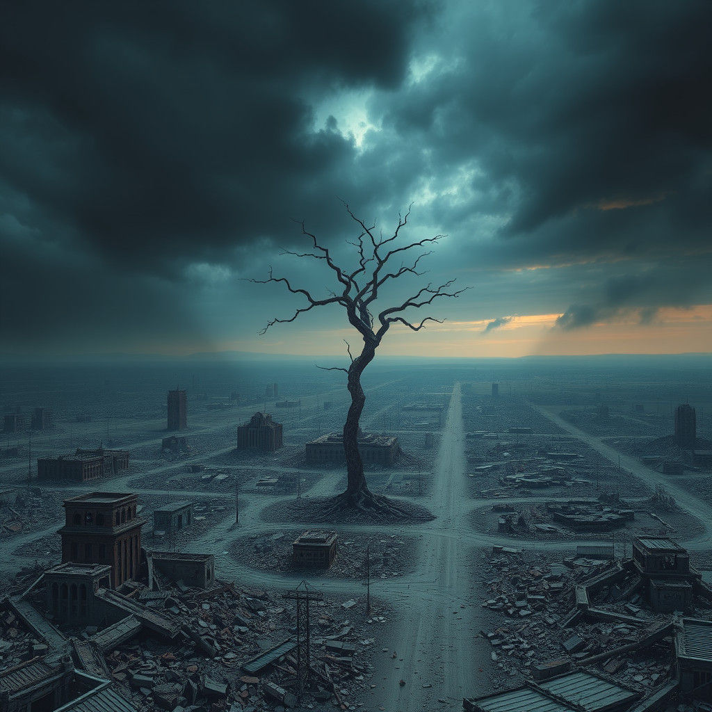 Post-Apocalyptic Wasteland: Hyperrealistic Cityscape in Ruin...