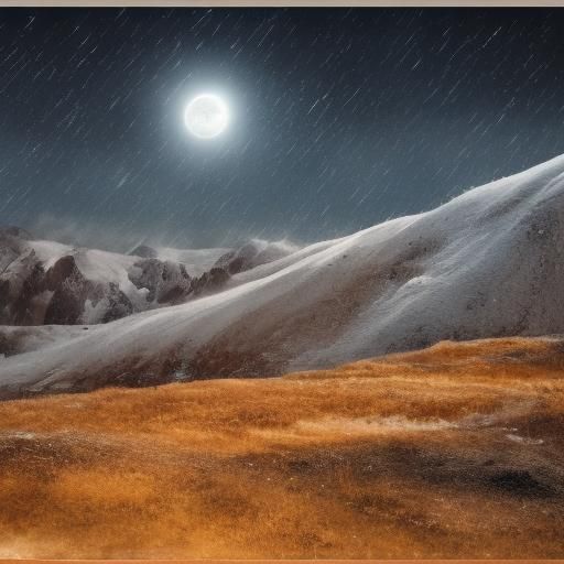 Mongolian Winter Landscape with Silver Moon