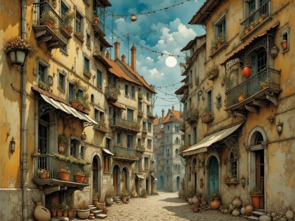 Portuguese Alleyway: Grimshaw and Adolfsson Inspired Art