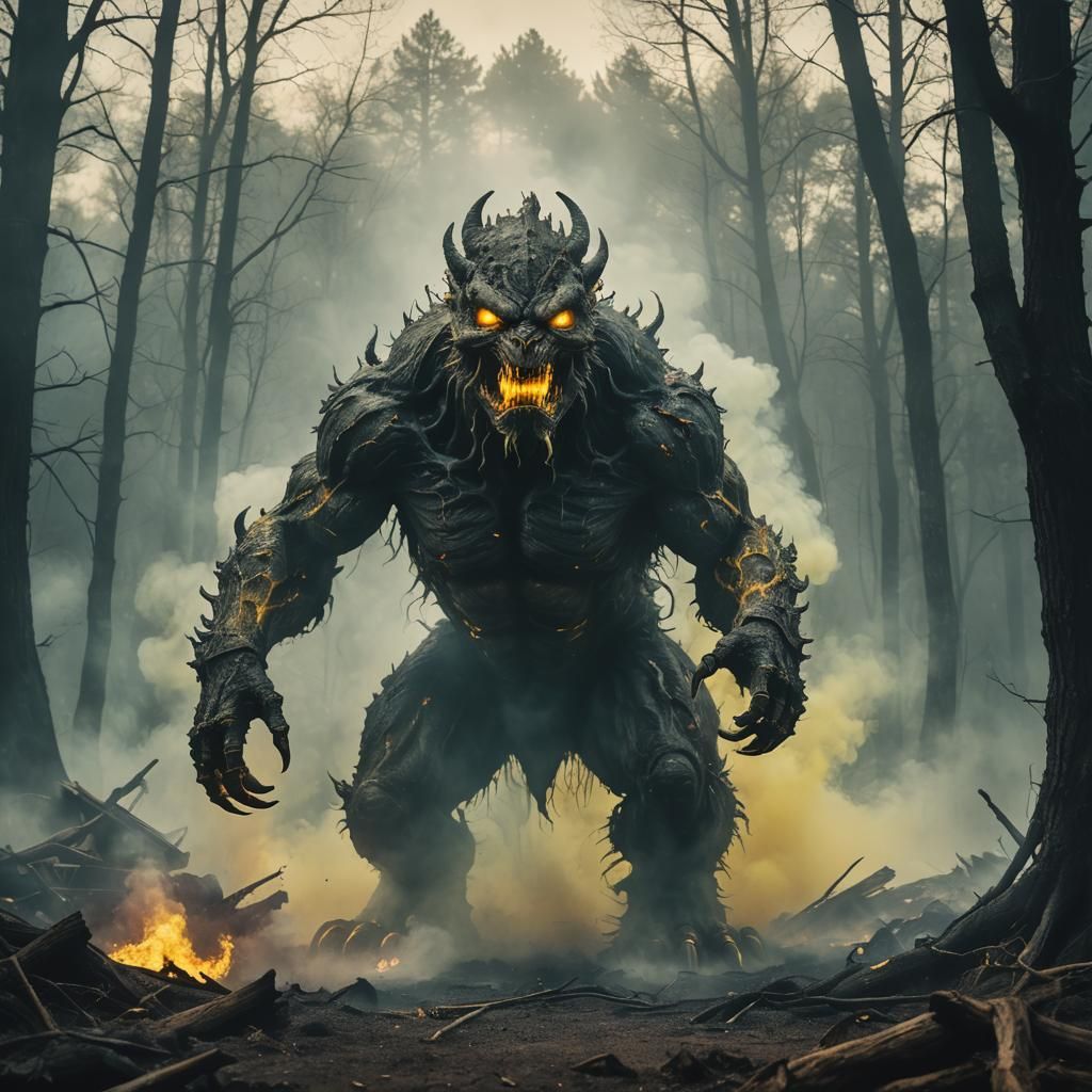 Deadly Smoke Demon with Glowing Eyes