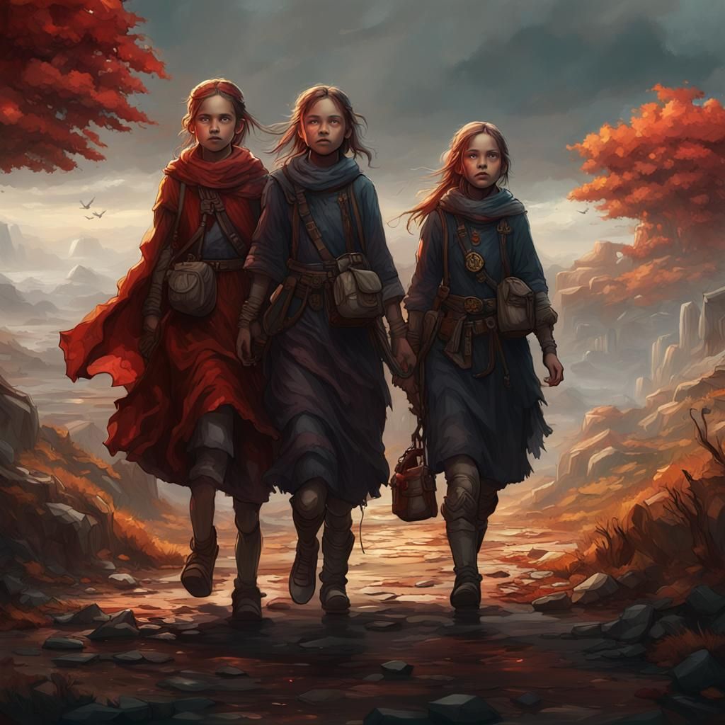 Sisters' Journey: Dark Fantasy Concept Art