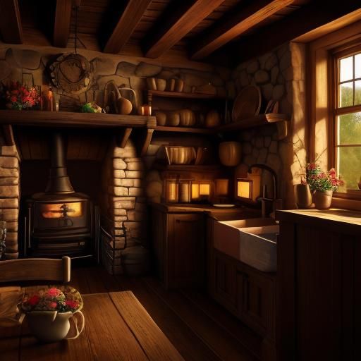 Cozy Kitchen Still Life as Impasto Oil Painting