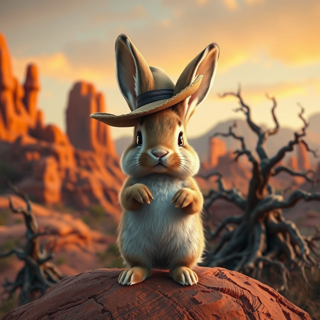 Bunny in Cowboy Hat: Fantasy Concept Art