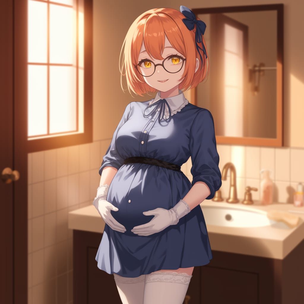 Anime Girl in Cozy Bathroom