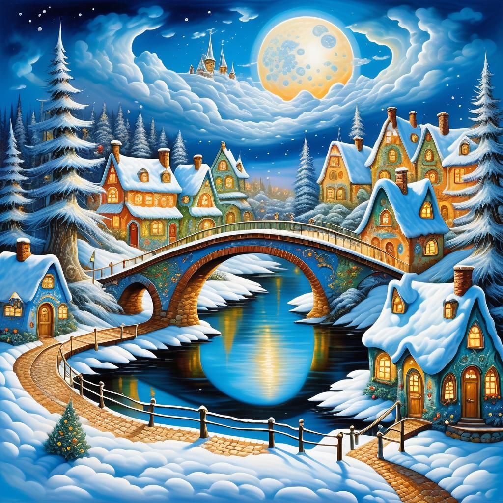 Serene Christmas Village Under Starry Winter Skies