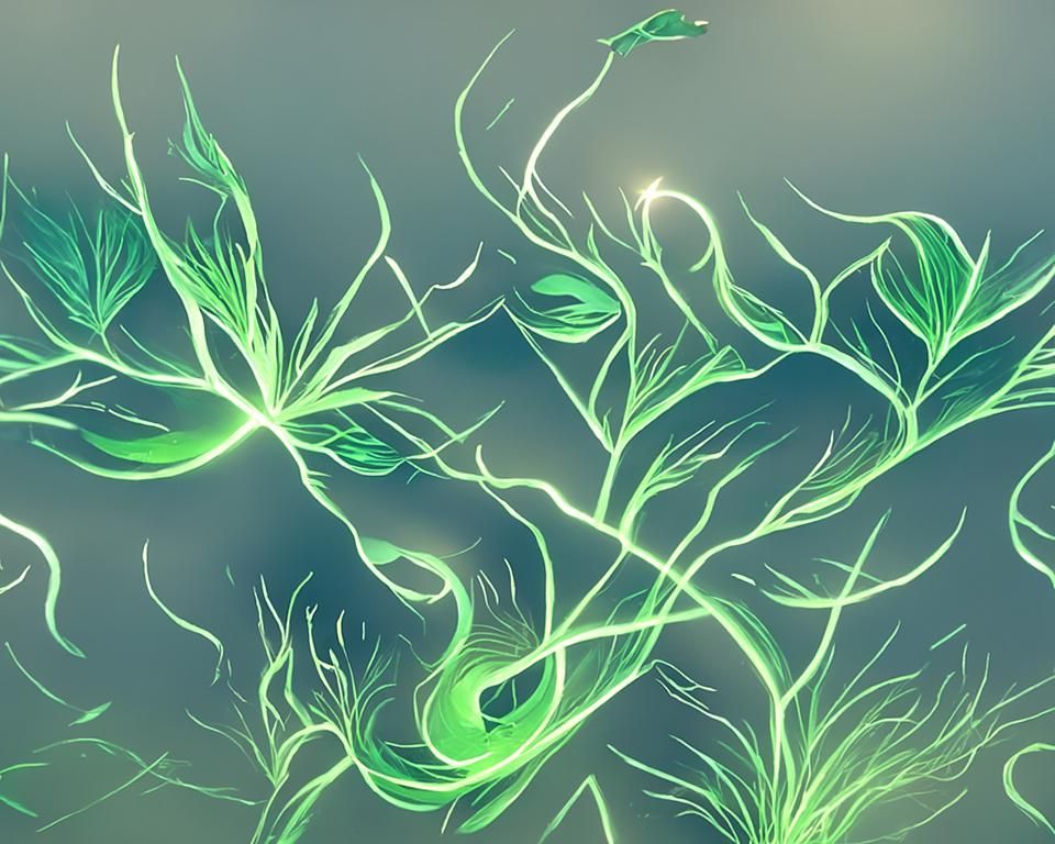 Green Leaves Floating on Water: Digital Paper Art