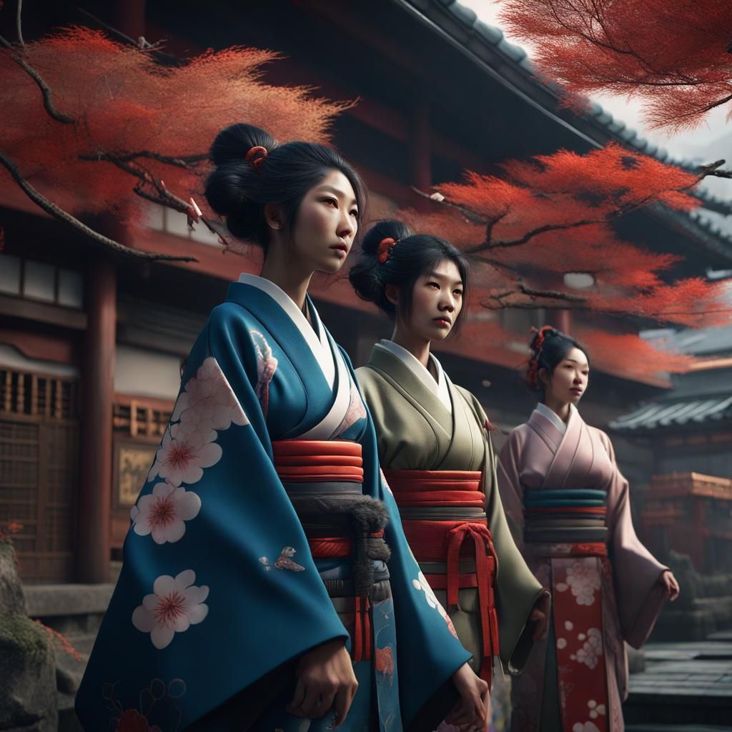 Fantastical Japanese Women Matte Painting
