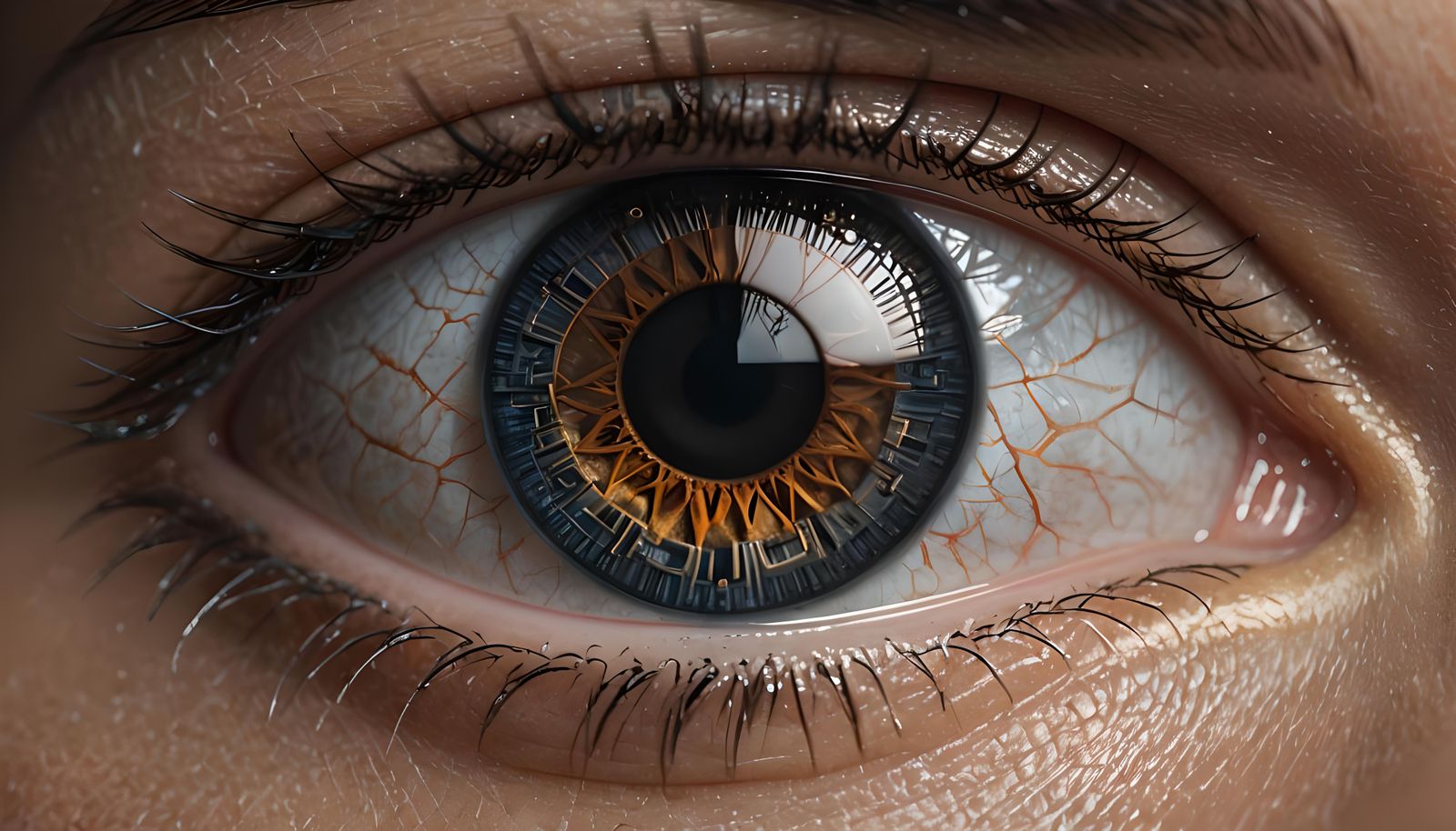 Hourglass Reflection in Woman's Eye, Photorealistic