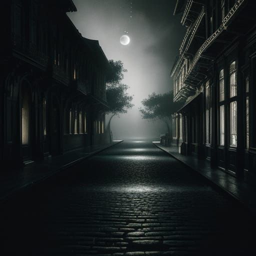 Hyperrealistic Moonlit Scene with Moody Lighting