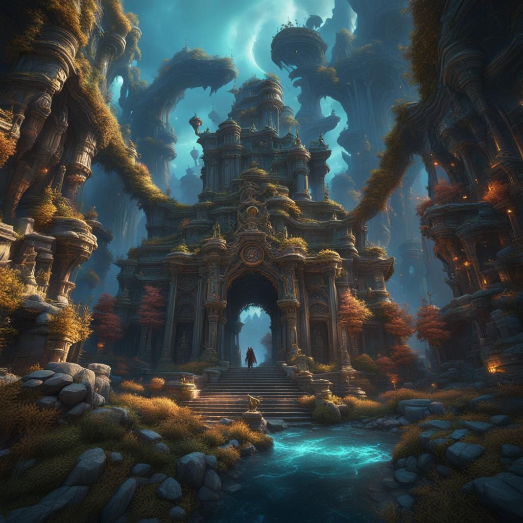 Detailed Matte Painting of Pandora in Deep Color
