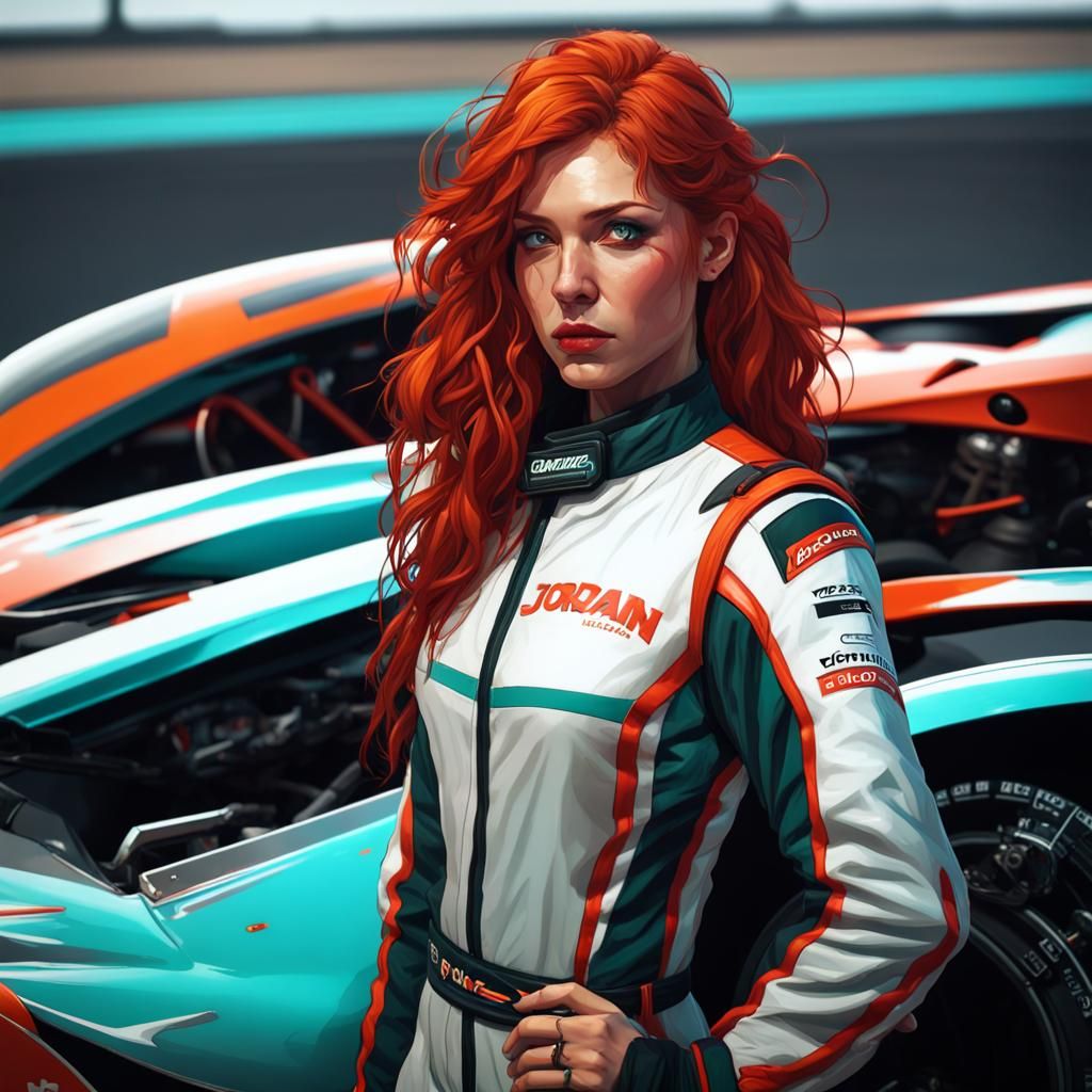 Red-Haired Racer in Dynamic Lighting