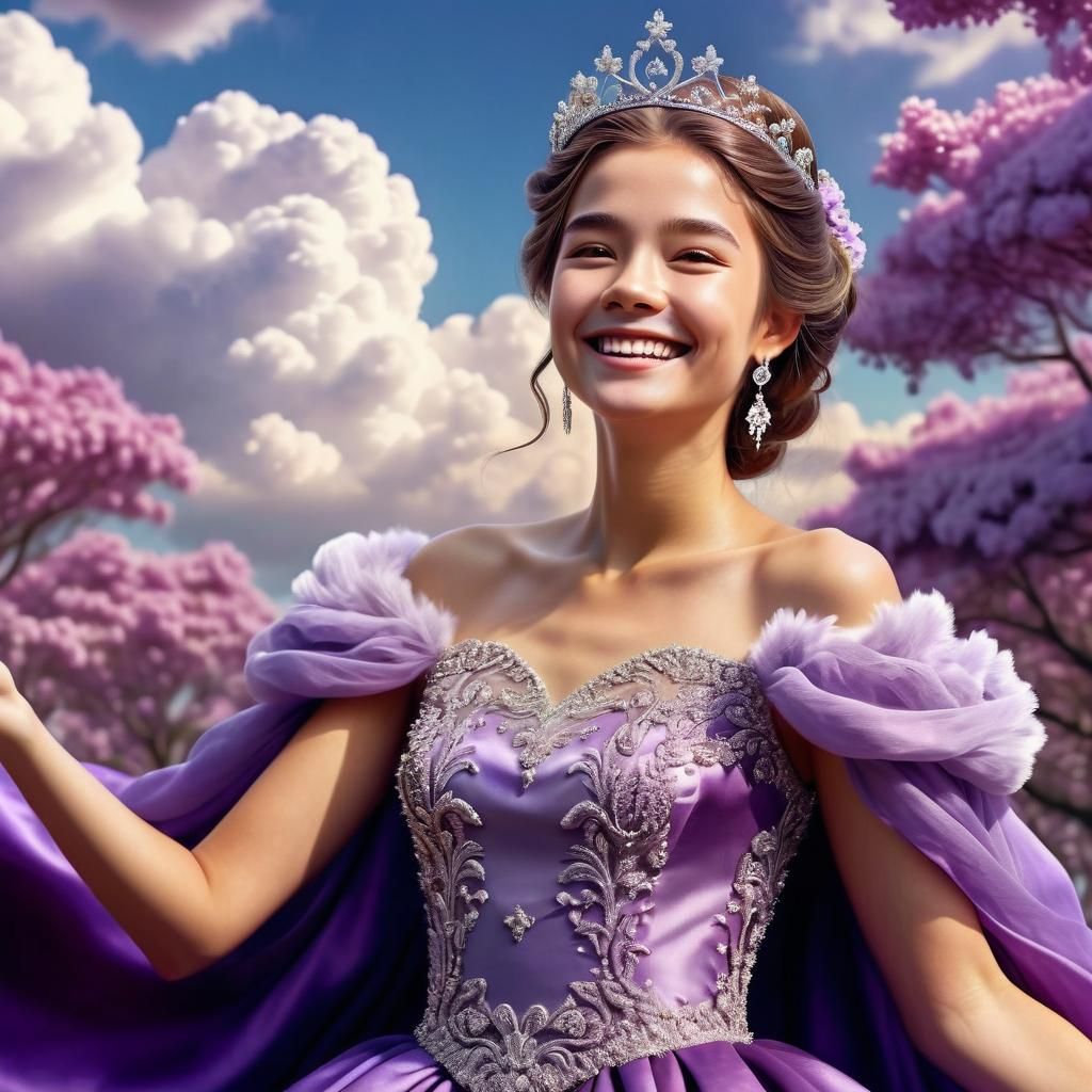 Woman in Purple Gown: Hyperrealistic Ethereal Fantasy