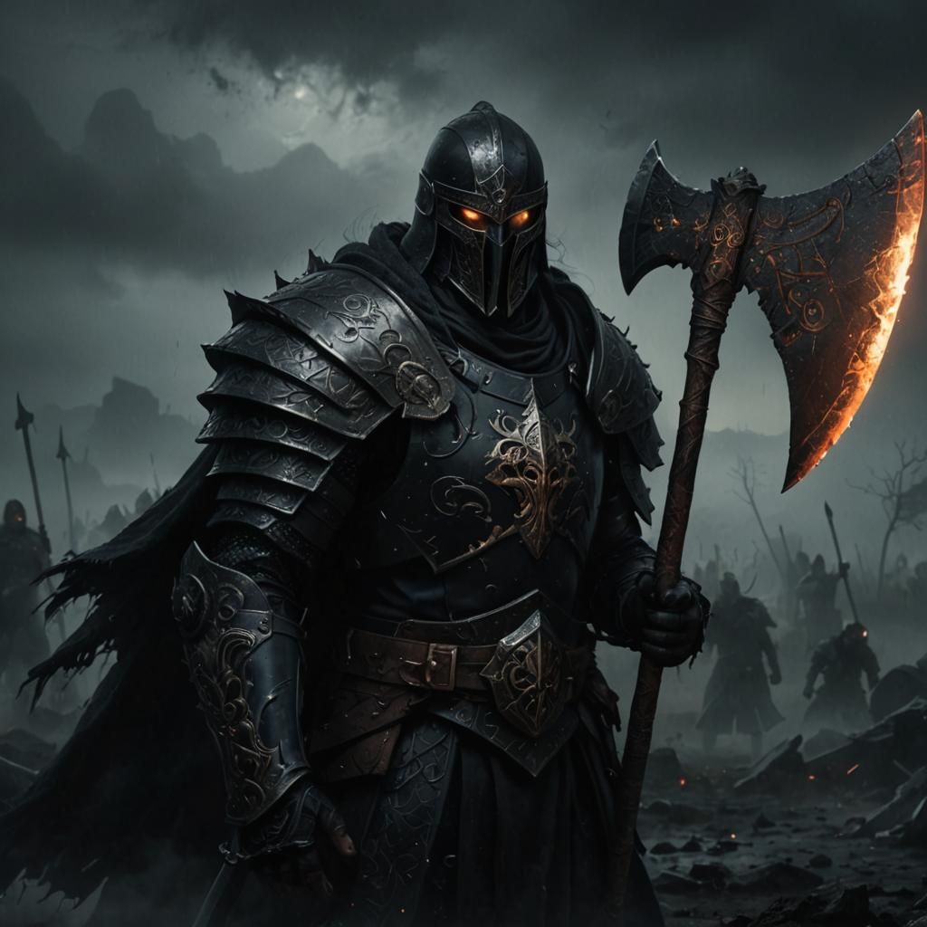 Dark Fantasy Warrior with Glowing Runes