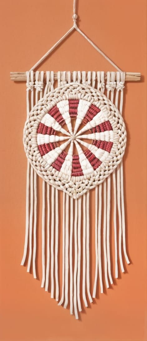 Peppermint Candy Macrame Wall Hanging in Mutu Style