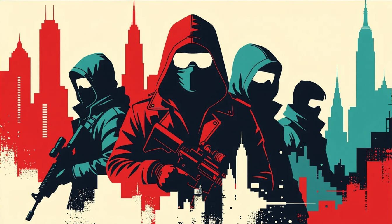 Dystopian Rebellion Poster in Shepard Fairey Stencil Style