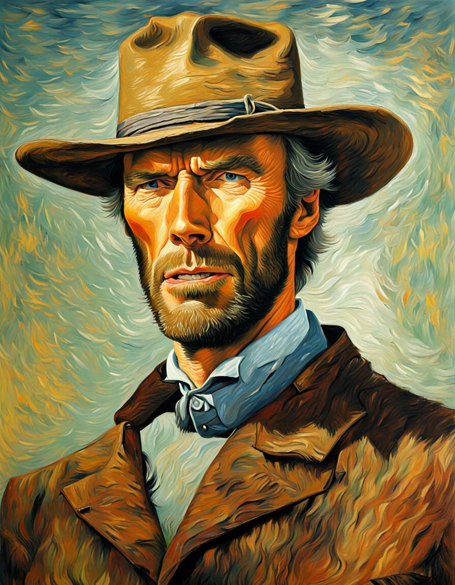 Clint Eastwood Portrait in Van Gogh Style