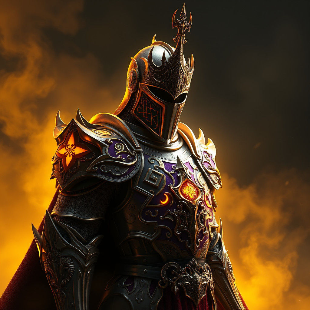 Mystical Knight in Ornate Armor, Dark Fantasy Art