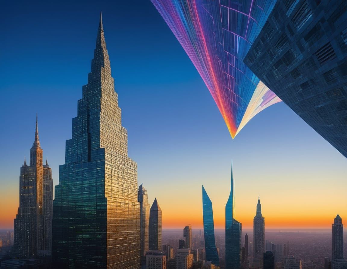 Futuristic Wizard Amidst Geometric Vortex