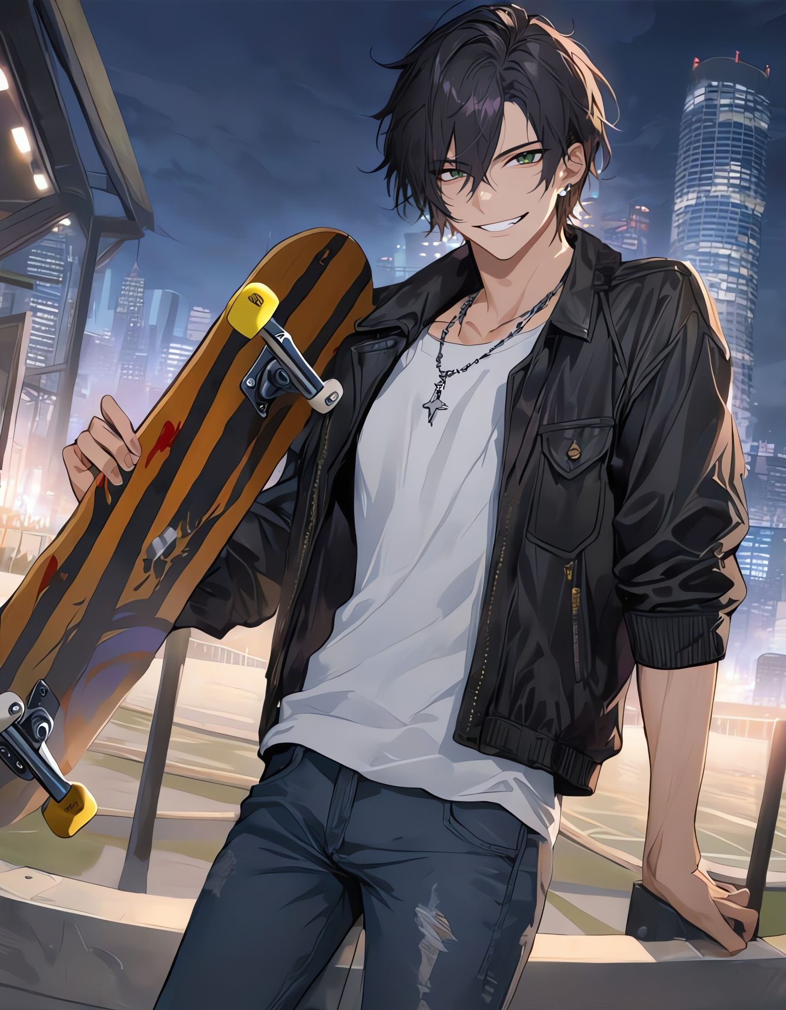Bishounen Cowboy in a Cityscape