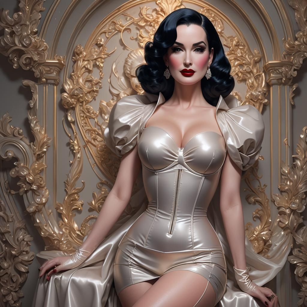 Dita Von Teese Portrait in Hyperdetailed Baroque Style