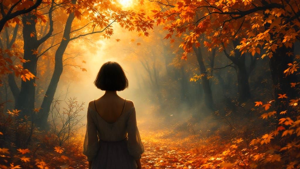 Dreamy Autumnal Vista with Distant Figure