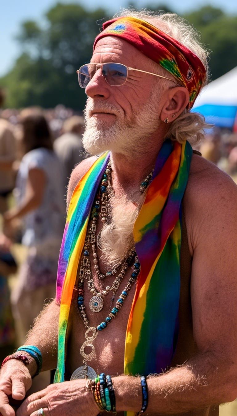 Rainbow Hippie Dancing in Woodstock Sunshine