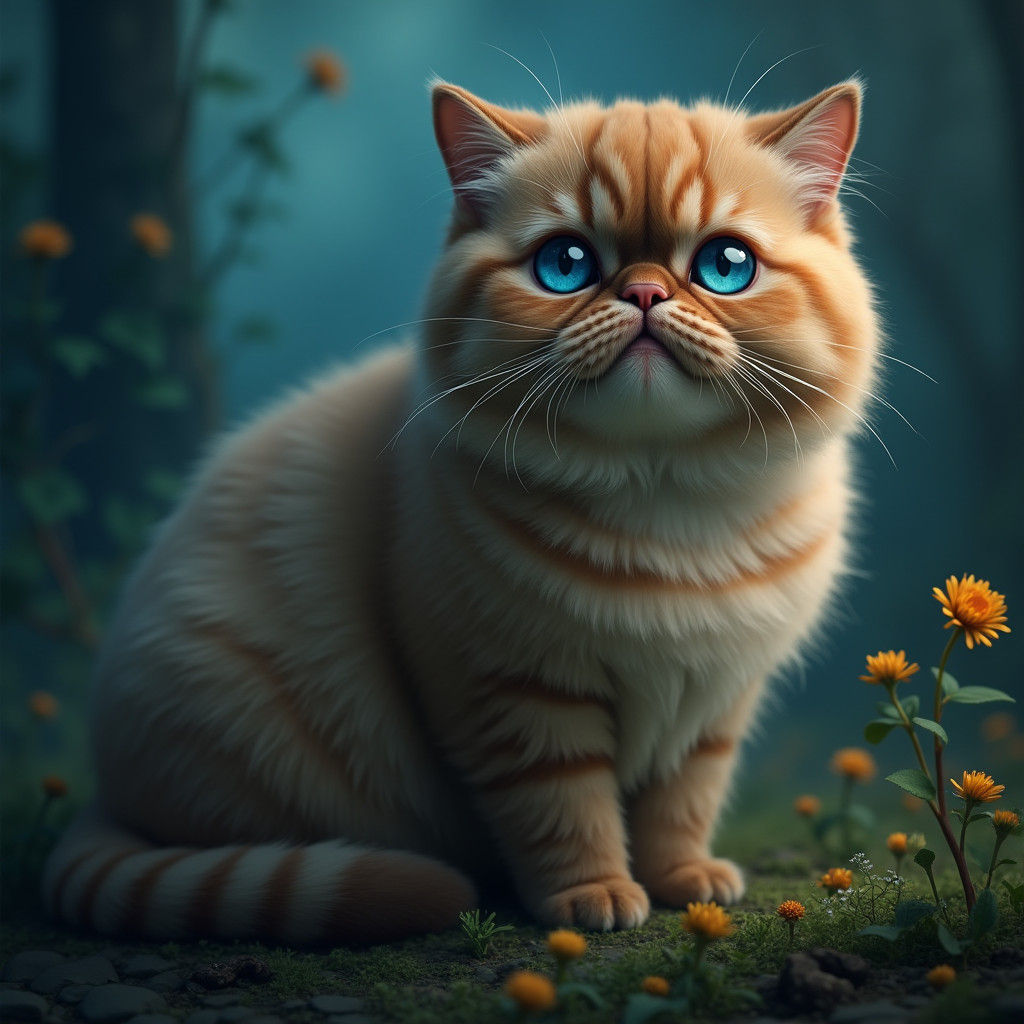 Majestic Scottish Fold Cat in Dreamlike Realm