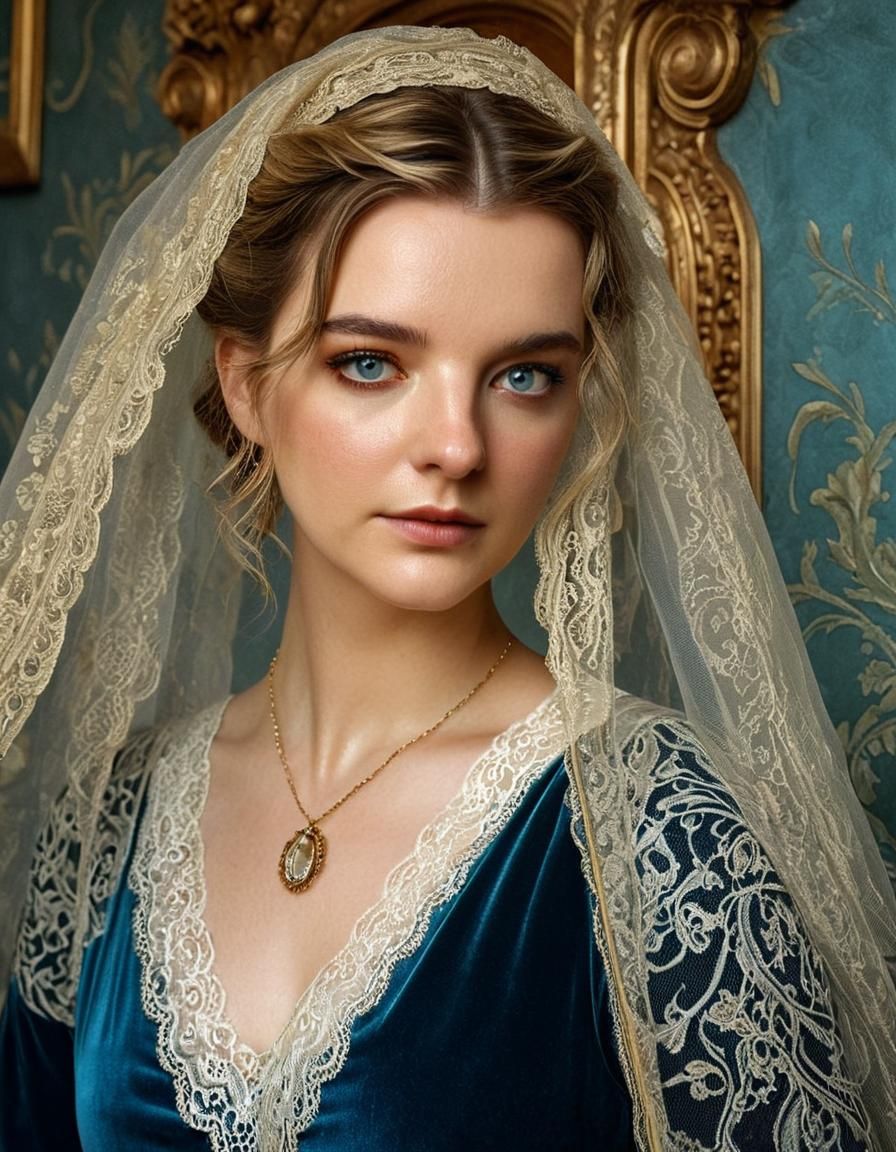 Delicate Jane Austen Heroine in Art Nouveau Style