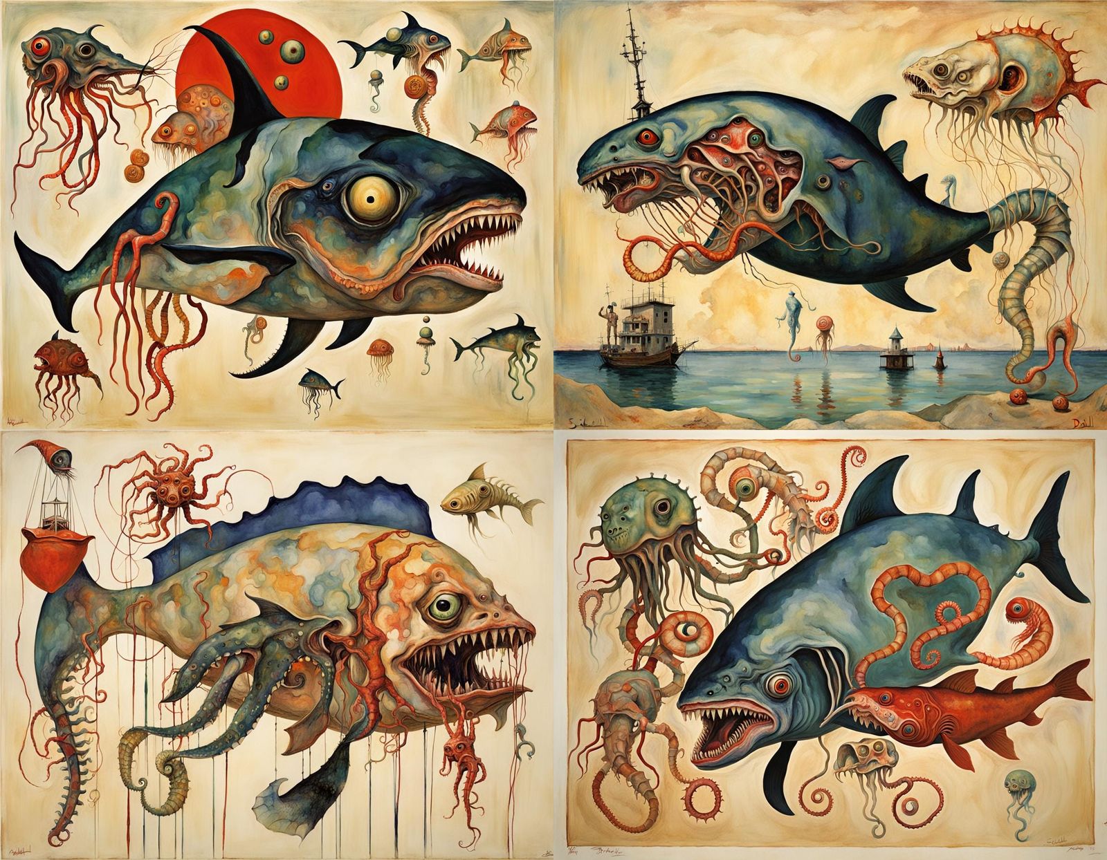 Horrific Mutant Sea Creature Hybrid: Surreal Art