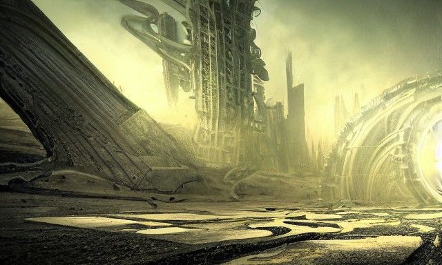 Eldritch Optical Illusion in Sci-Fi Solarpunk Style