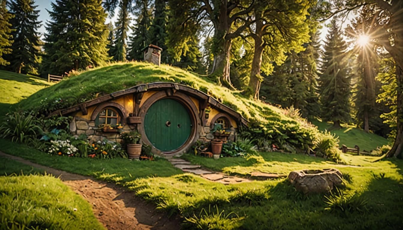 Charming Hobbit Home in Lush Green Landscape