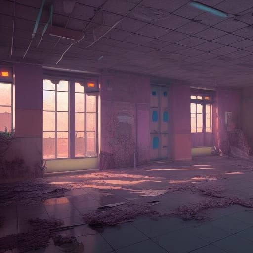 Abandoned Police Station: Detailed Matte Painting